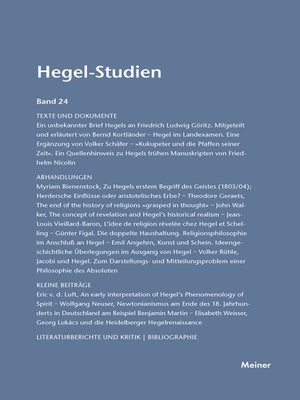 cover image of Hegel-Studien Band 24